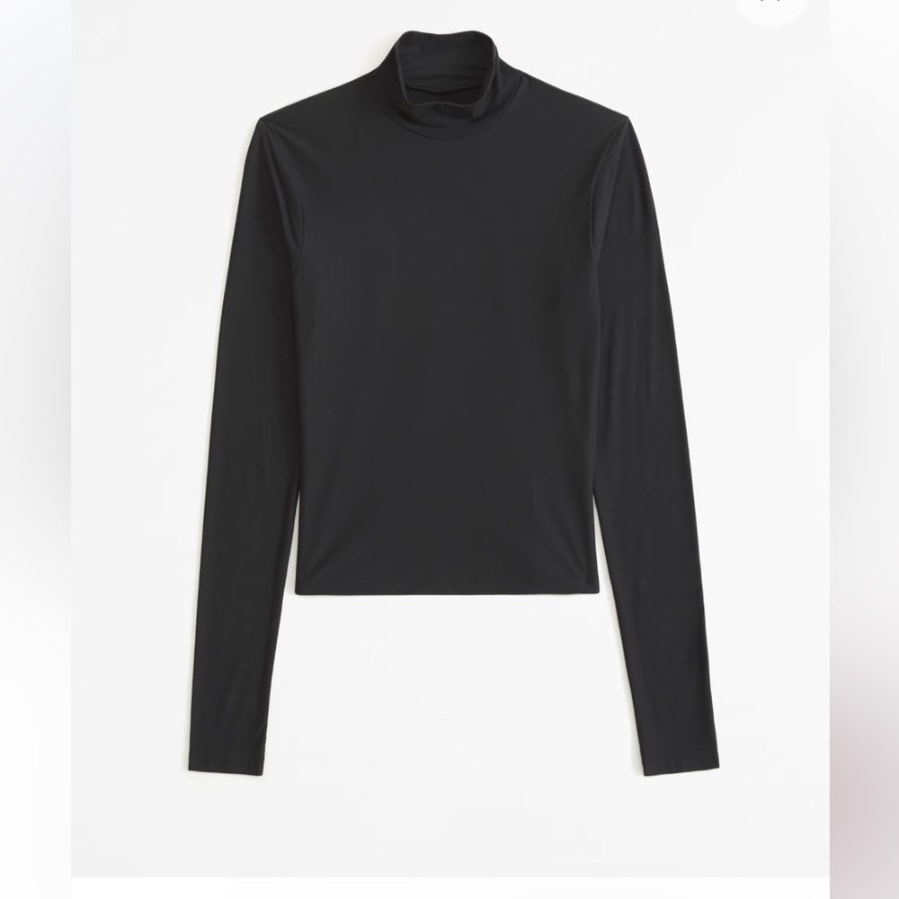 Abercrombie & Fitch Black Seamless Long-Sleeve Cropped Mockneck Top size S - Picture 2 of 6